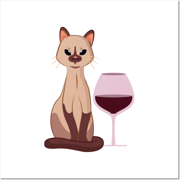 Easily Distracted by Cats and Wine Wall Art by nathalieaynie